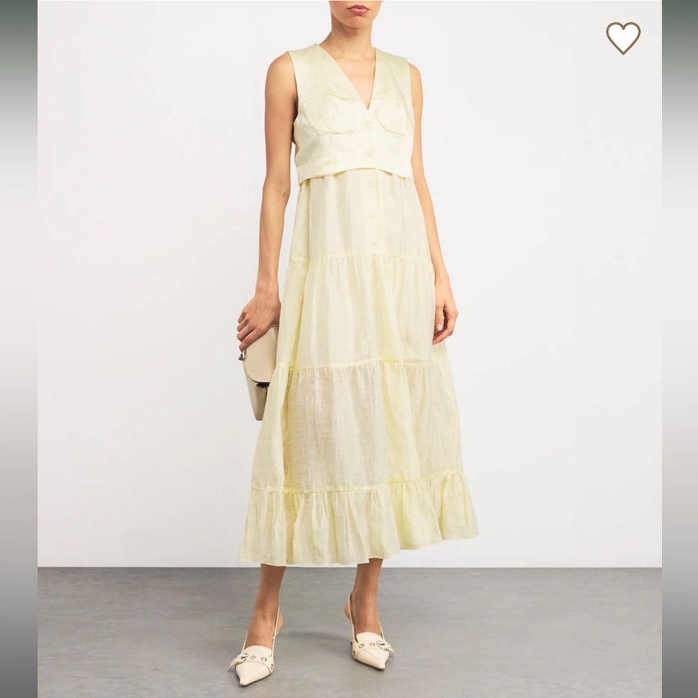Sandro Linen Maxi Dress Butter Yellow